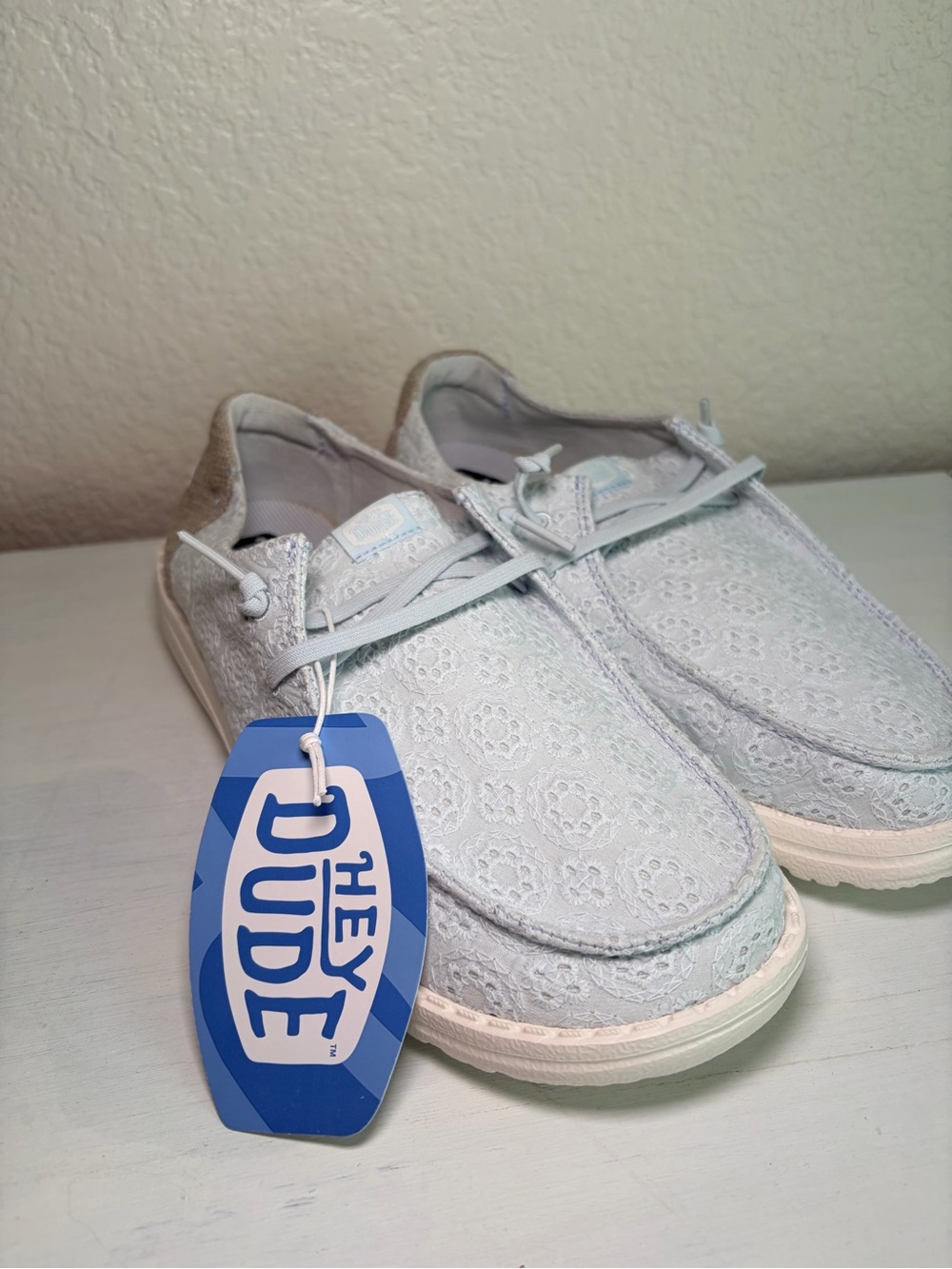 Hey Dude Women's Wendy Eyelet Lace Ancient Blue  Slip-On Shoes NWT